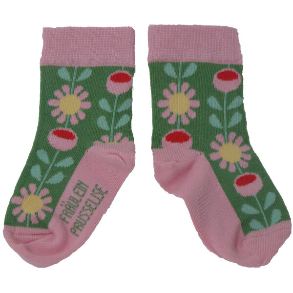 Retro-Blumen Socken grün