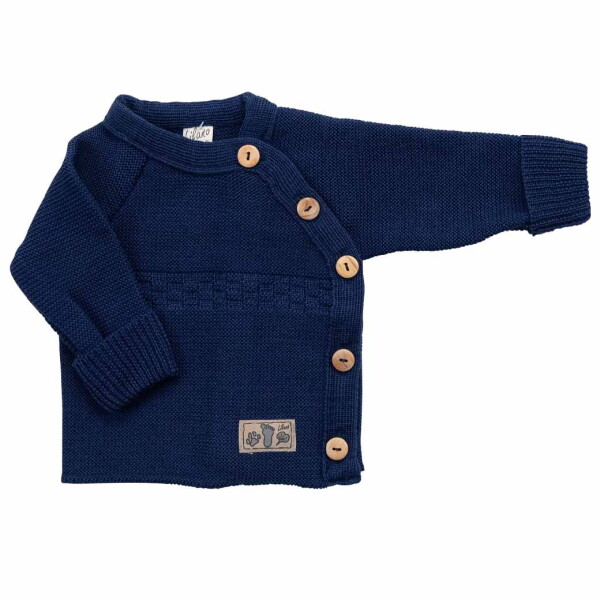 Strickpullover Baby Wolle marine - 50/56