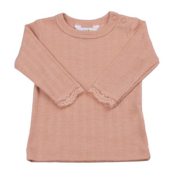 Langarmshirt Wolle/Seide Ripp Rose - 98/104
