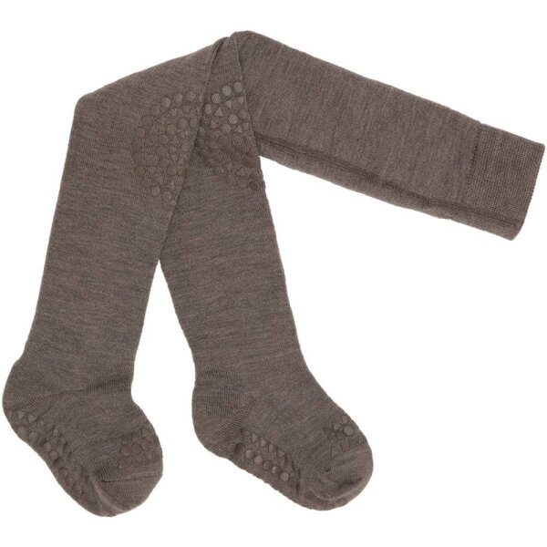 Krabbel Strumpfhose Wolle brown melange - 80/86