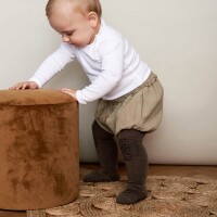 Krabbel Strumpfhose Wolle brown melange - 74/80