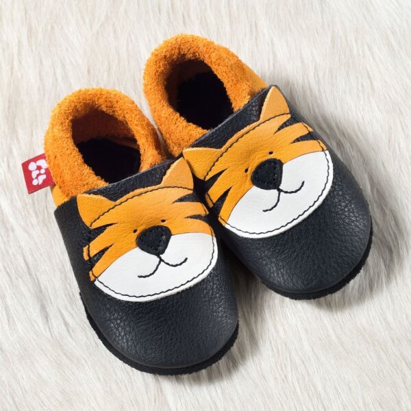 Pololo Lederpuschen Tiger Tom nero mango