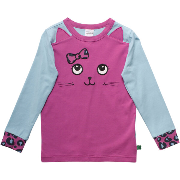 Shirt langarm Katze pink