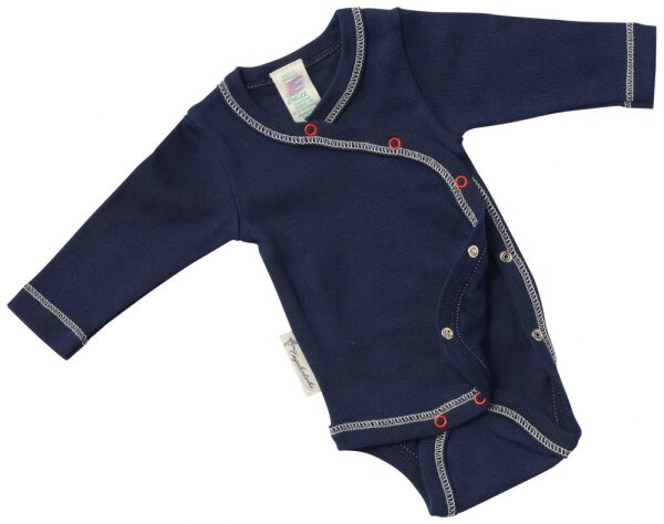 Wickelbody langarm Baumwolle indigo