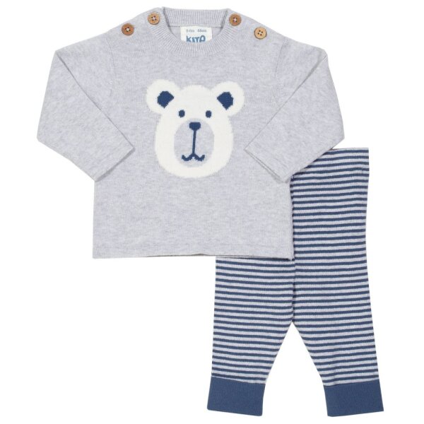 Strickset Bär blau-grau