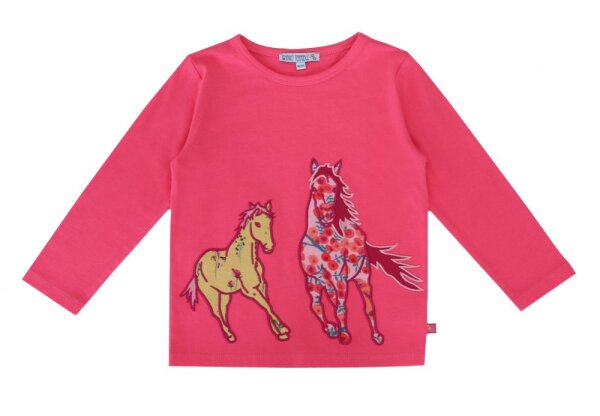Shirt langarm Pferde pink