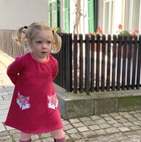 Sweatkleid mit Fuchstaschen rot