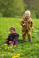 Kapuzenjacke Wollfleece safran melange