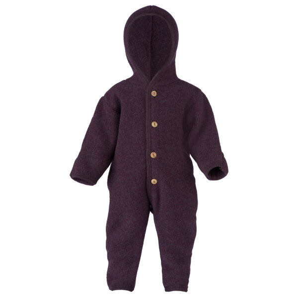 Overall Wollfleece mit Kapuze lila-melange