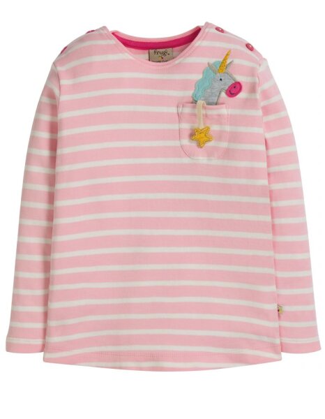 Louise Shirt langarm Einhorn gestreift rosa-weiß