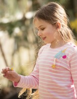 Louise Shirt langarm Einhorn gestreift rosa-wei&szlig;