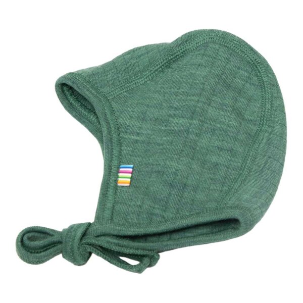 Basic Baby-Häubchen Wolle Fein-Ripp grün - 34