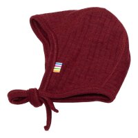 Basic Baby-Häubchen Wolle Fein-Ripp bordeaux - 34