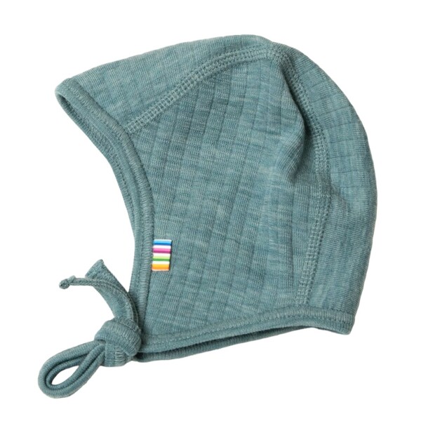 Basic Baby-Häubchen Wolle aqua melange - 37