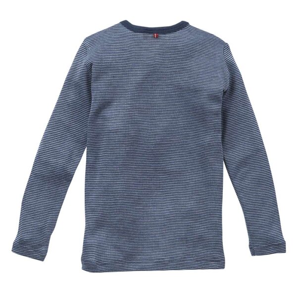 Shirt langarm Wolle/Seide geringelt blau