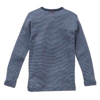 Shirt langarm Wolle/Seide geringelt blau