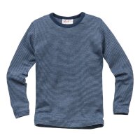 Shirt langarm Wolle/Seide geringelt blau