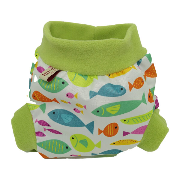 Schlupf-Überhose aus PUL Fische grün - XS (2,5-5 kg)