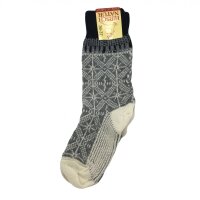 Eiskristall Umschlagsocken Wolle hellgrau-natur