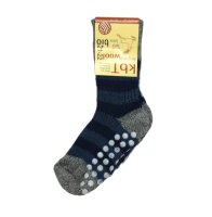 Stoppersocken Ringel Wolle grau-marine-jeans