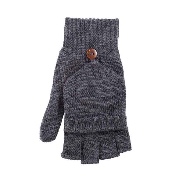 Handschuhe fingerlos zum Umklappen Wolle anthrazit
