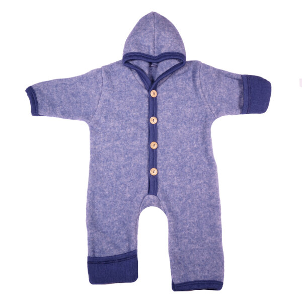 Baby Overall Fleece Wolle/BW blau melange