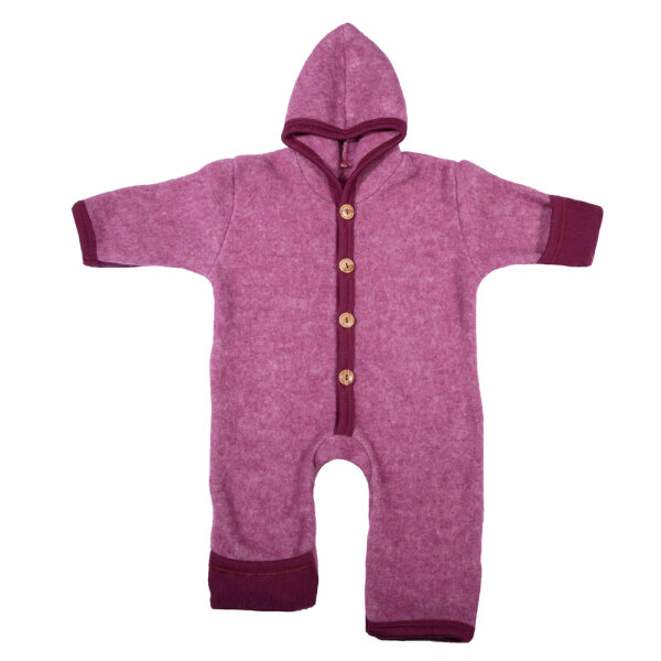 Baby Overall Fleece Wolle/BW weinrot melange