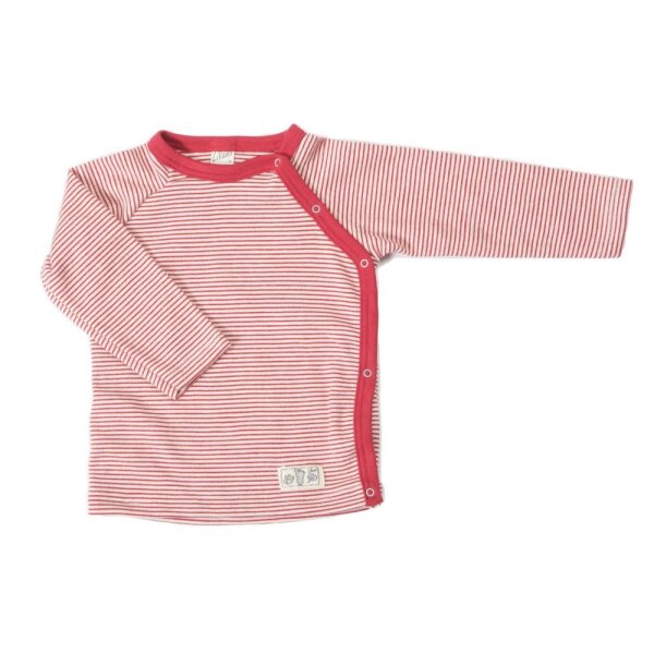 Wickelshirt Wolle/Seide rot geringelt