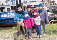 Hansen Loopschal Wollstrick Wolle/Seide ocean
