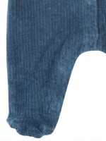Velour-Einteiler m. Fu&szlig; Stormy Blue