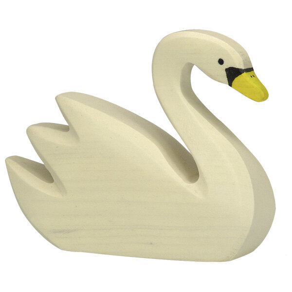 Holztiger Schwan schwimmend