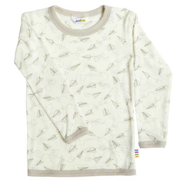 Shirt Langarm Wolle Seide Papierflieger beige