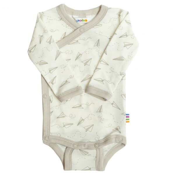 Wickelbody Langarm Wolle Seide Papierflieger beige