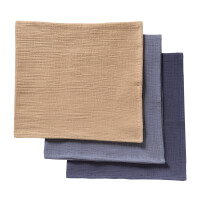 Mulltuch 3er-Pack 65 X 65 blau mix