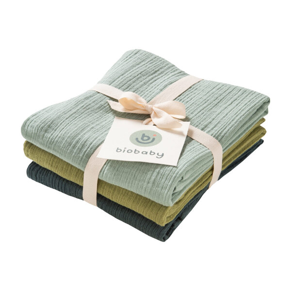 Mulltuch 3er-Pack 65 X 65 grün mix
