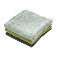 Mulltuch 3er-Pack 65 X 65 gr&uuml;n mix
