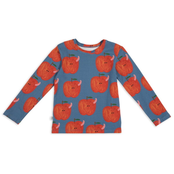 Shirt langarm Apple on Blue - 140/146