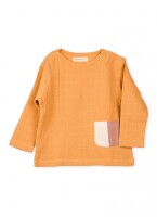 Musselin Shirt Langarm ockergelb