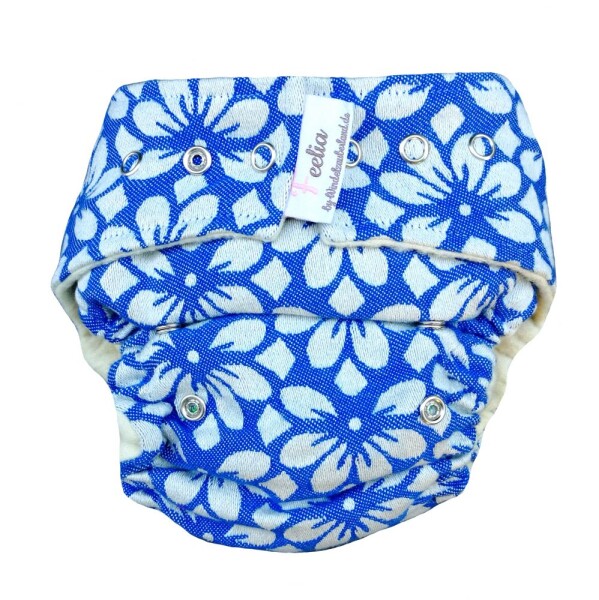 Wollsnapüberhose REGULAR Blossom ecru/blau