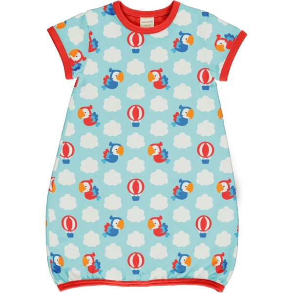 Ballonkleid kurzarm Papageien himmelblau