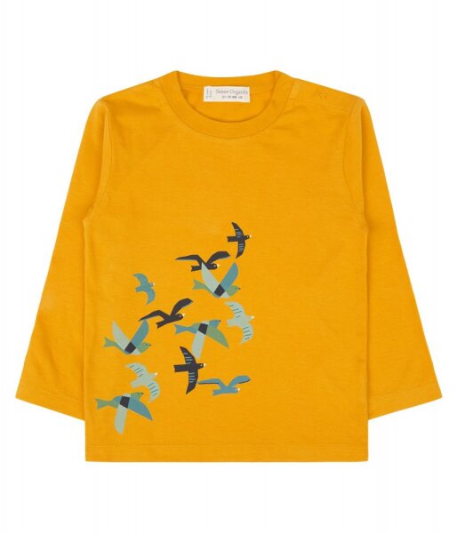 Remo Shirt langarm Vögel gelb