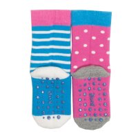 Stoppersocken Hase &amp; Katze rosa-blau 2er-Pack