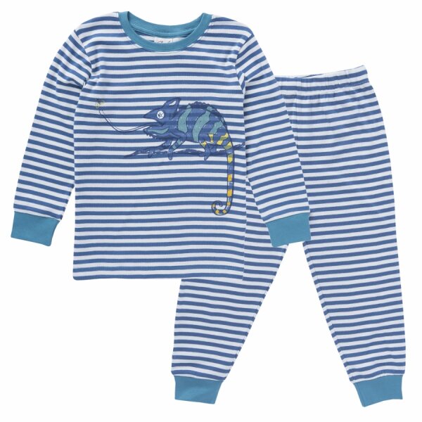 Pyjama Chamäleon Streifen blau
