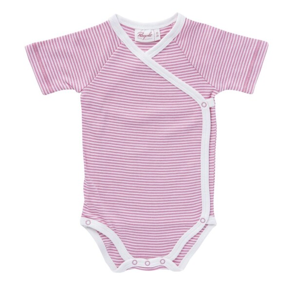 Wickelbody Kurzarm Streifen rosa melange