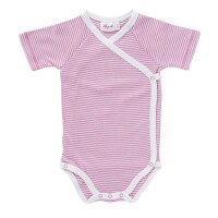 Wickelbody Kurzarm Streifen rosa melange