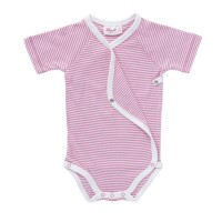 Wickelbody Kurzarm Streifen rosa melange