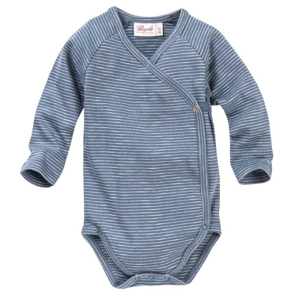 Wickelbody langarm geringelt jeansblau