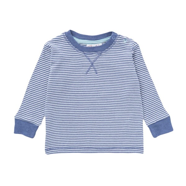 Shirt langarm Ellenbogen-Patch gestreift blau
