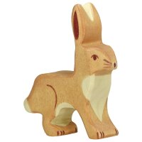 Holztiger Hase Ohren hoch