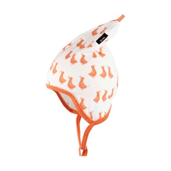 Bindemütze mit Zipfel Enten coral peach
